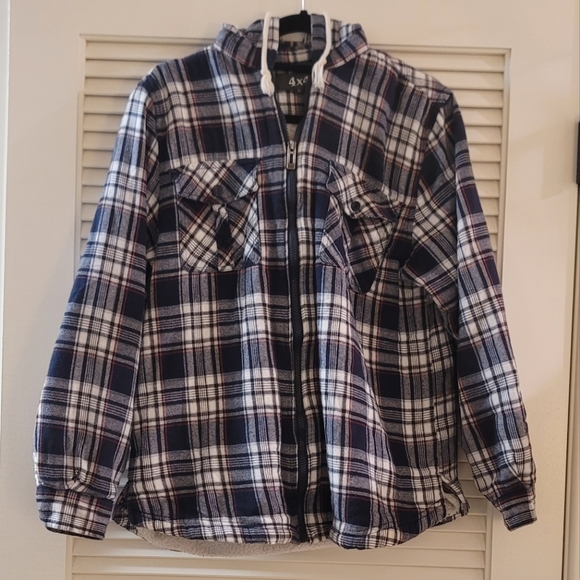 4X4 Jackets & Coats 4x4 Mens Plaid Fleece Jacket With Zipper Hood